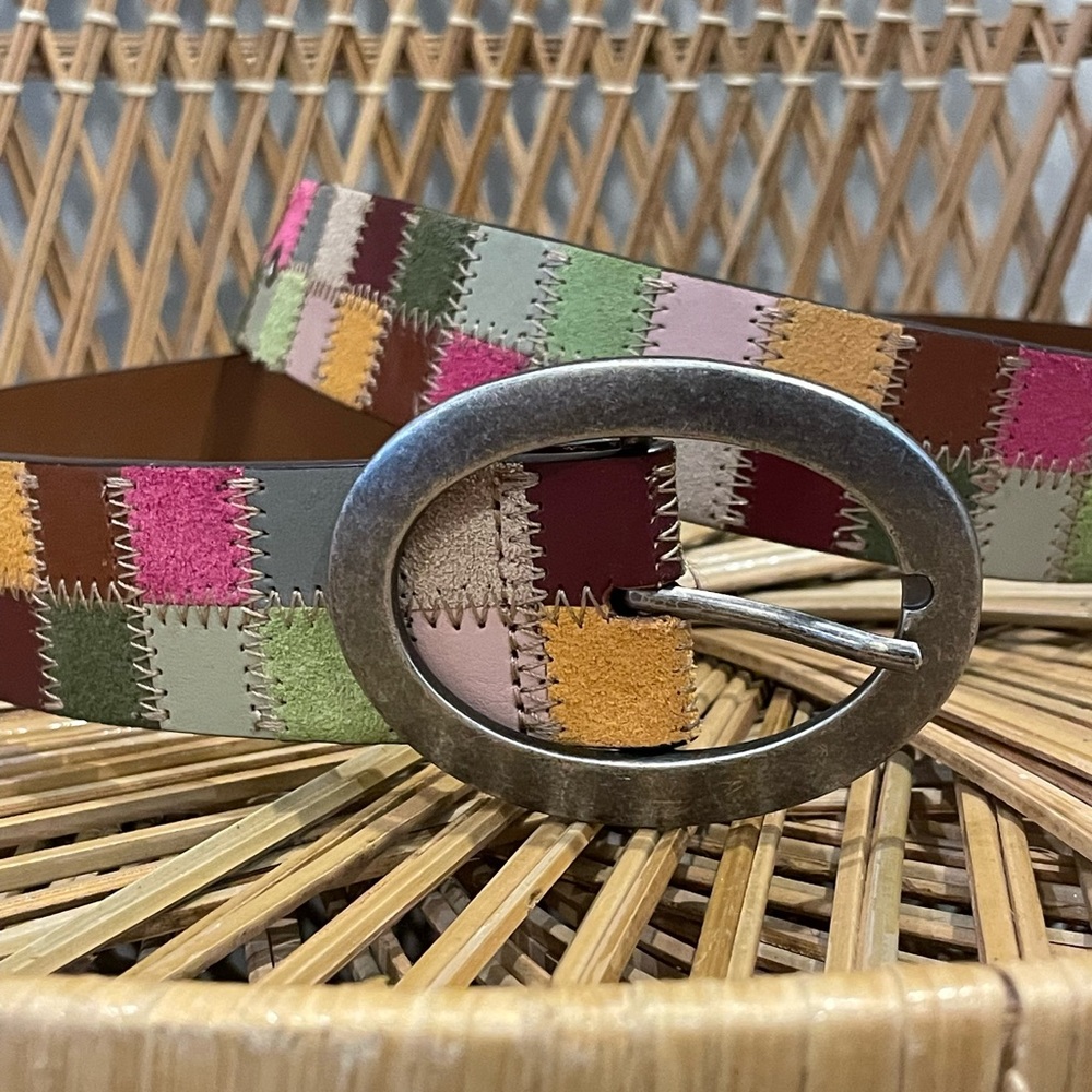 Fossil color-block leather belt  size medium